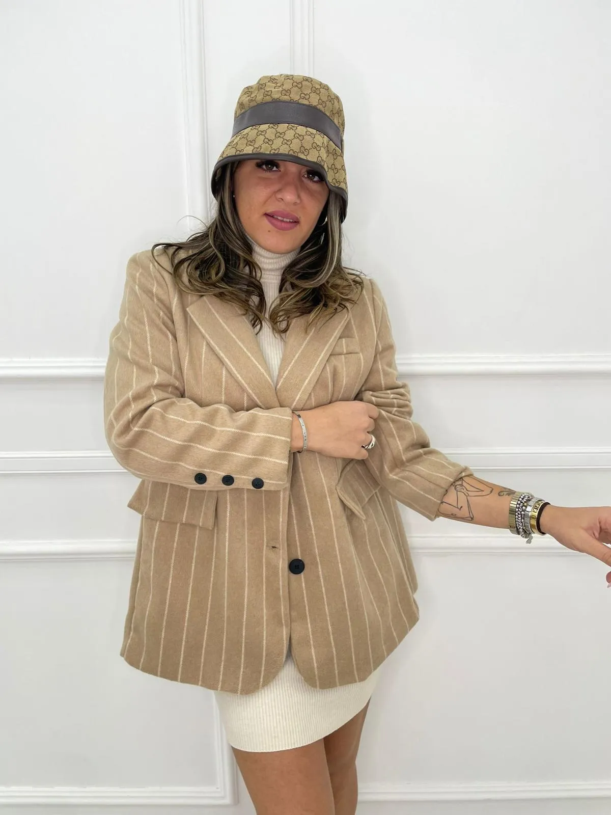 Cappottino in panno fantasia righe