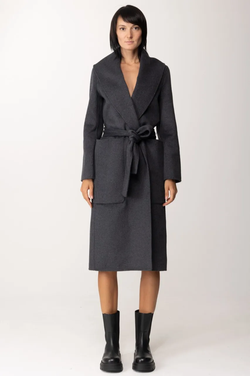 Cappotto con cintura e maxi tasche NERO DIAMANTE