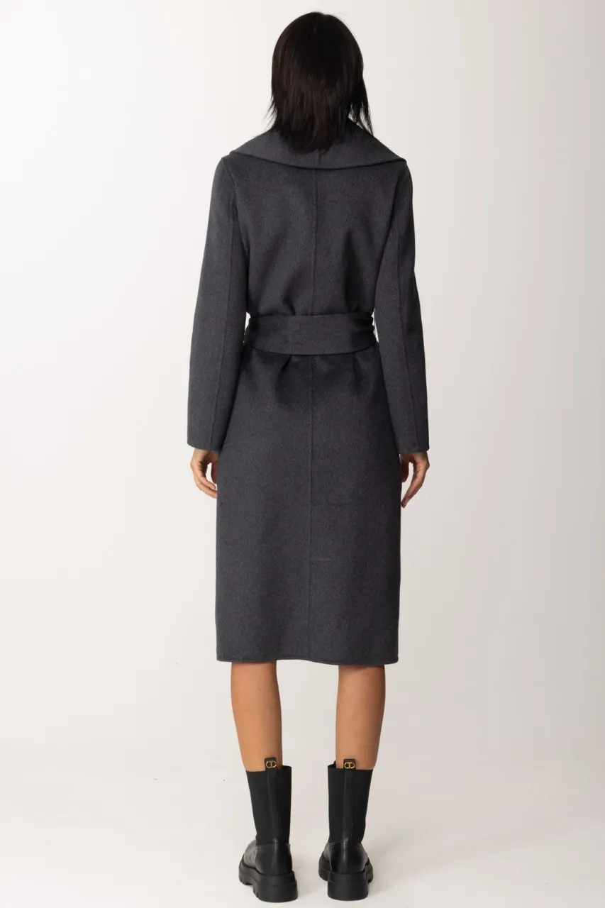 Cappotto con cintura e maxi tasche NERO DIAMANTE
