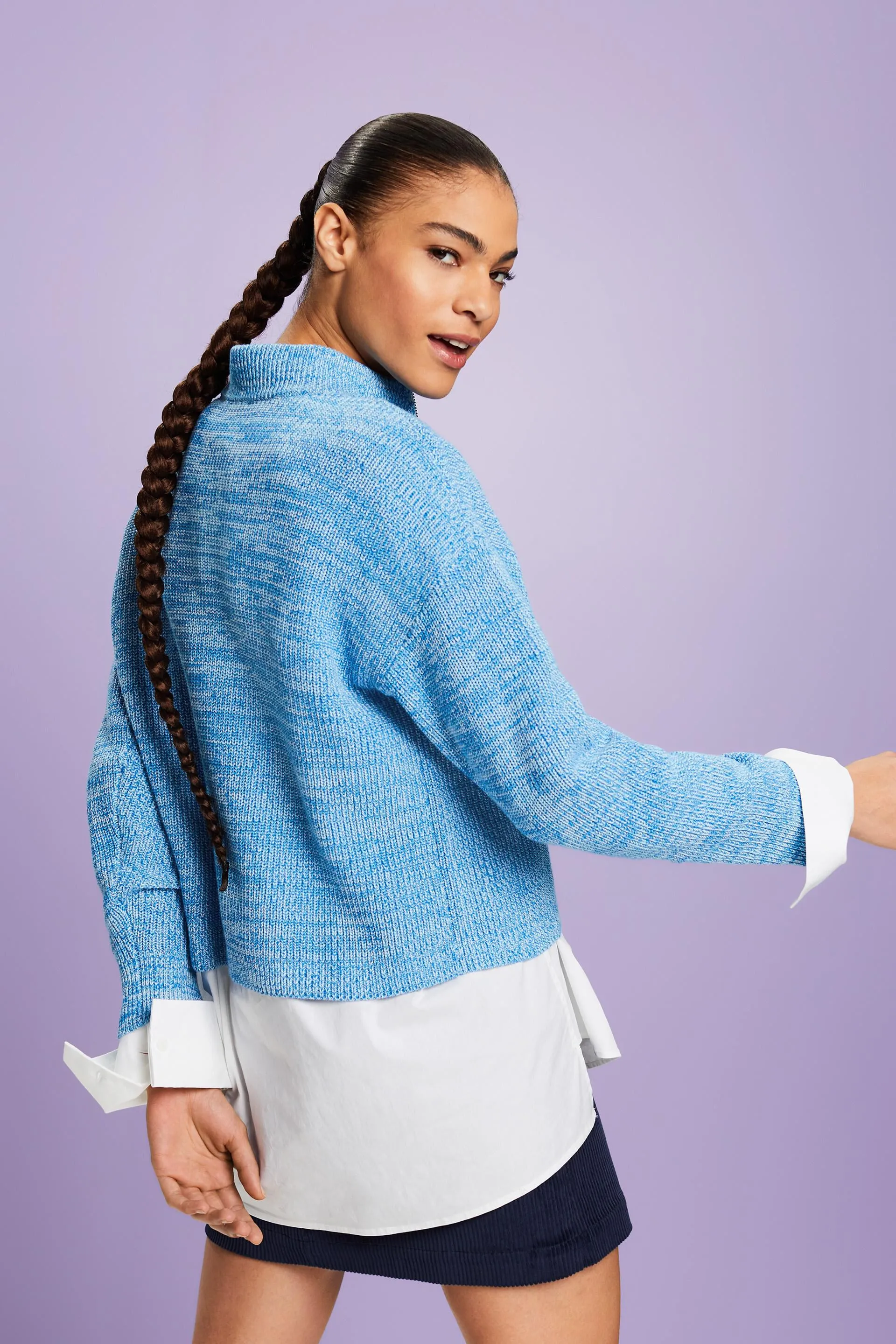 Cardigan marmorizzato in maglia con zip