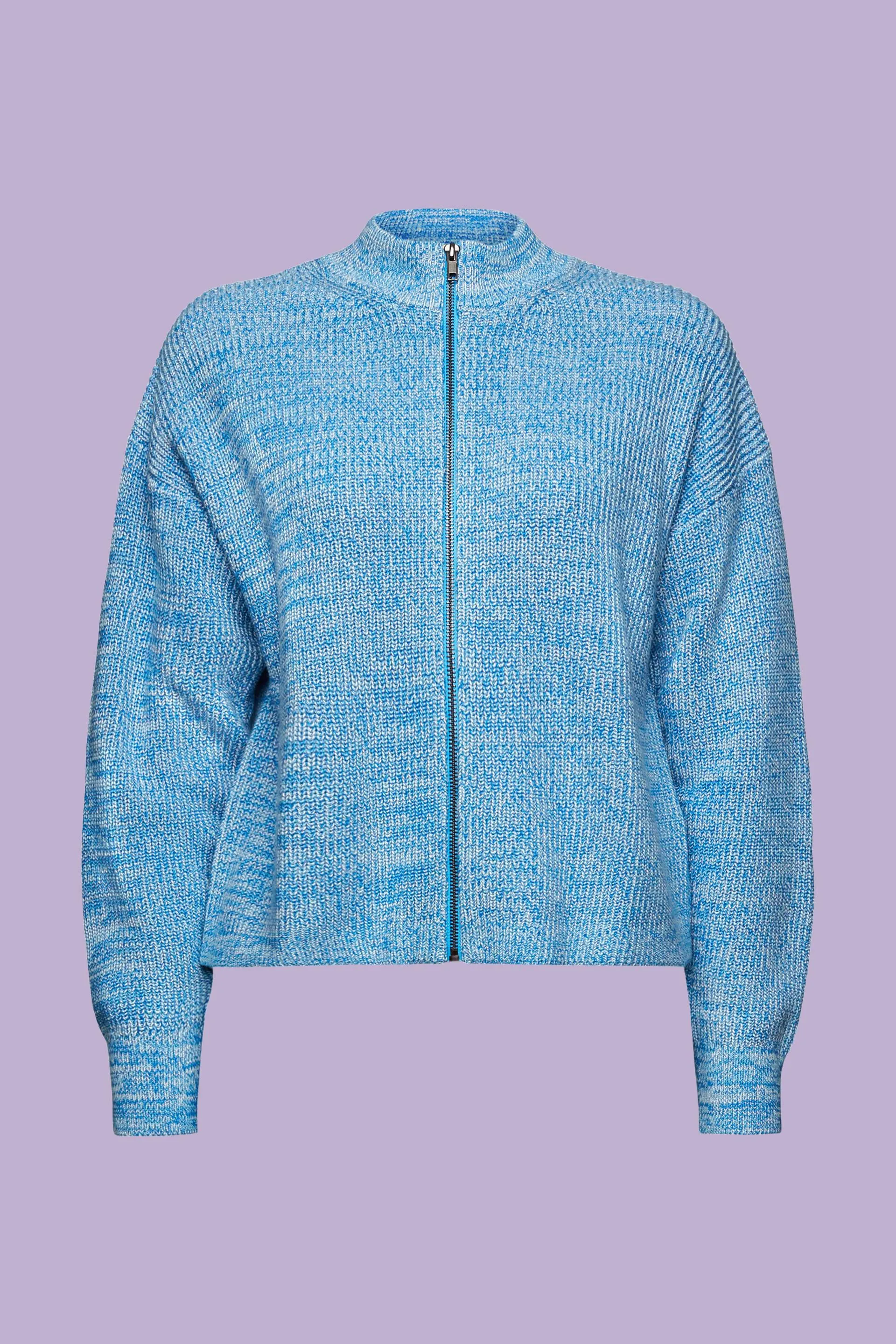Cardigan marmorizzato in maglia con zip