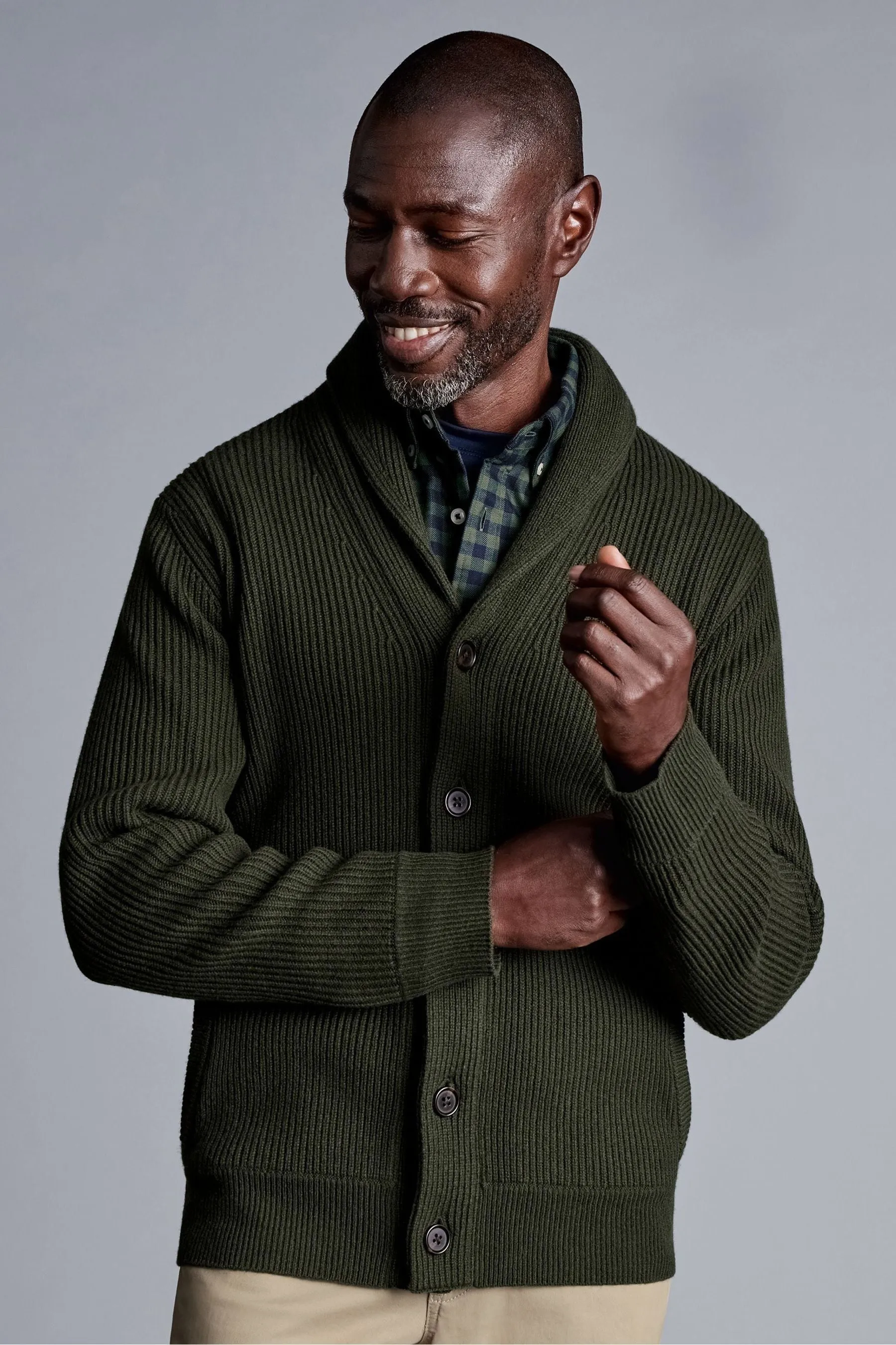 Charles Tyrwhitt Chunky Merino Scialle Collo Cardigan