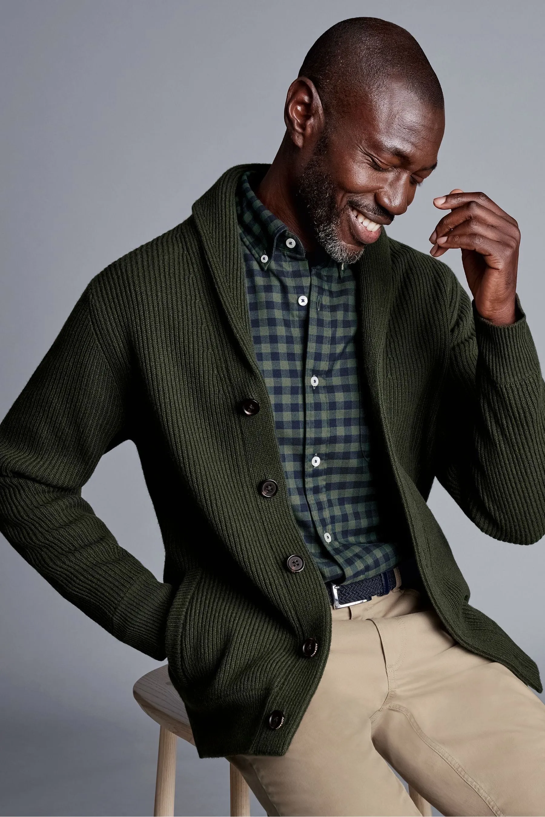 Charles Tyrwhitt Chunky Merino Scialle Collo Cardigan