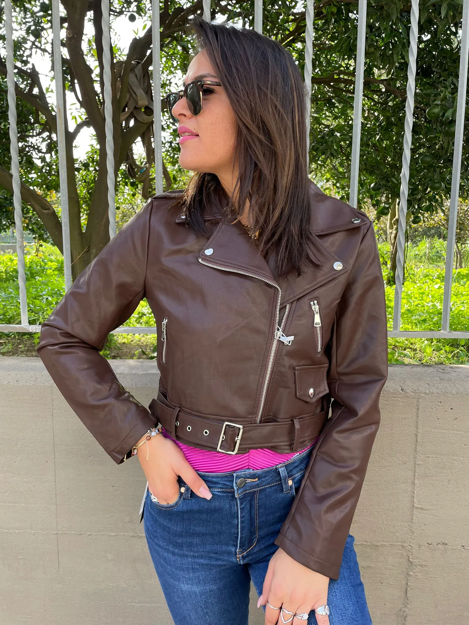 Chiodo marrone eco pelle