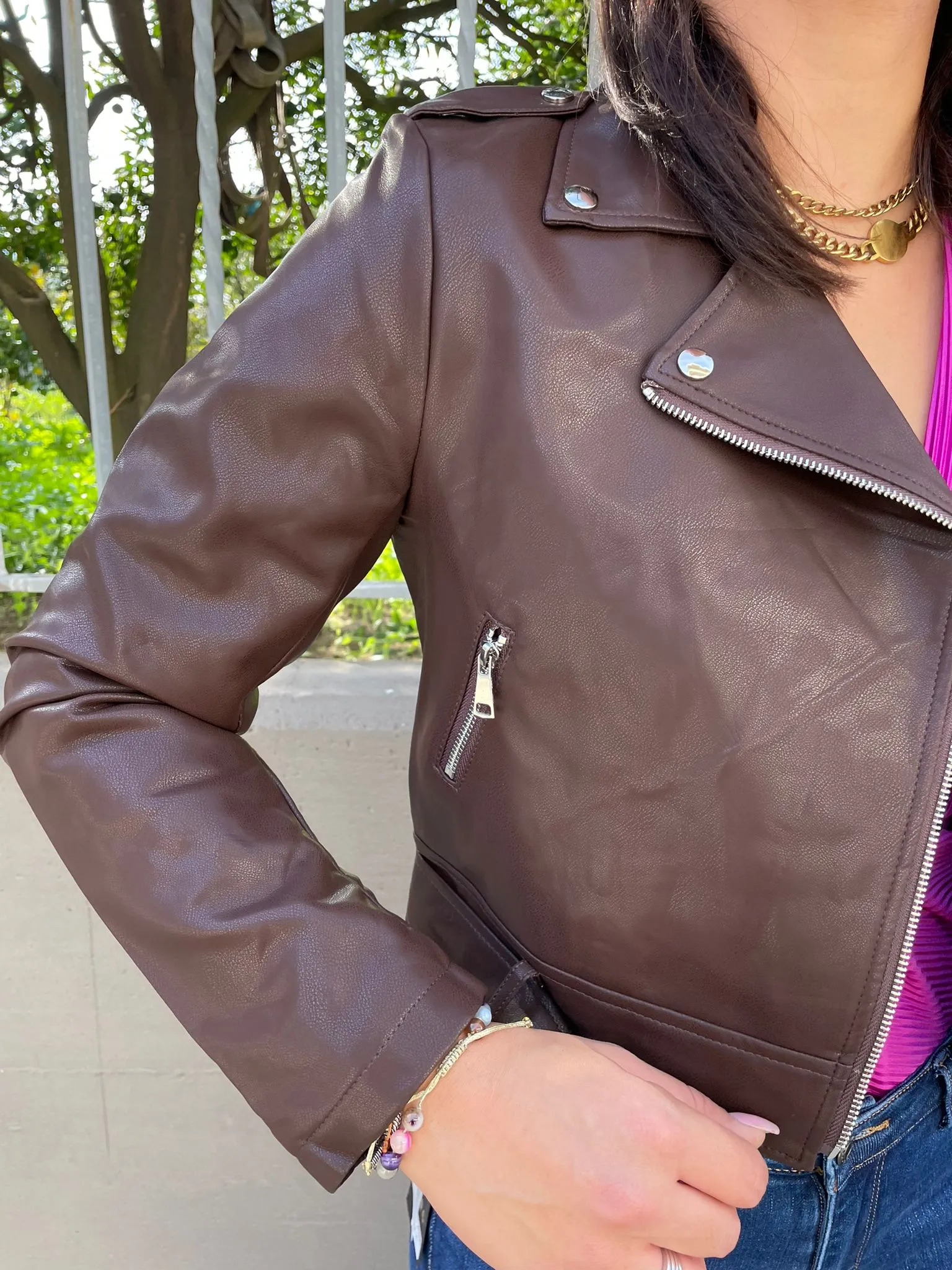 Chiodo marrone eco pelle