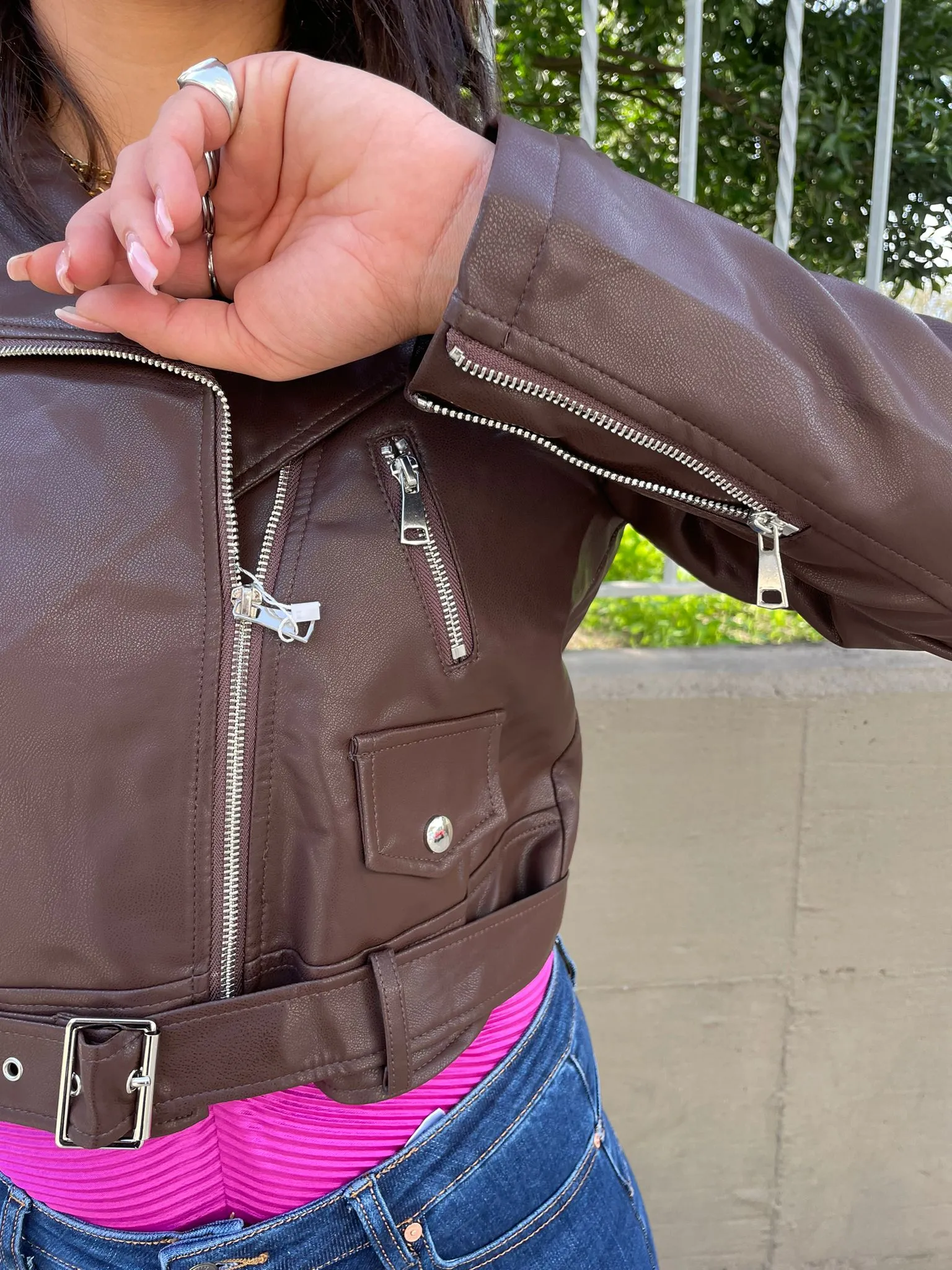Chiodo marrone eco pelle