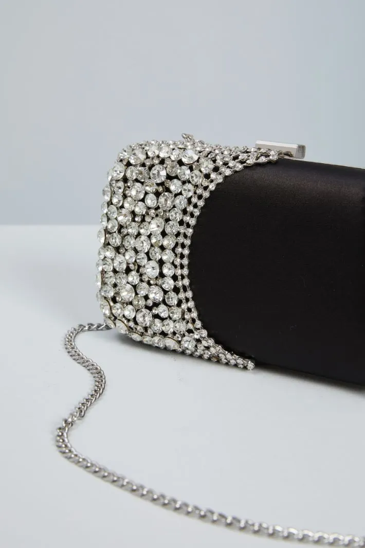 Clutch in raso con strass