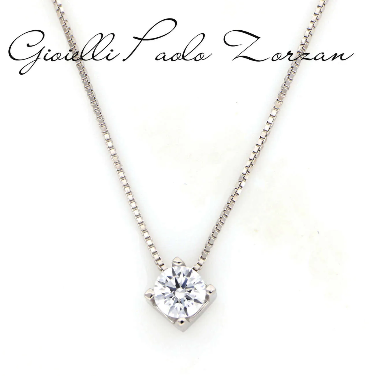 Collana punto luce in oro bianco e zircone CL-032