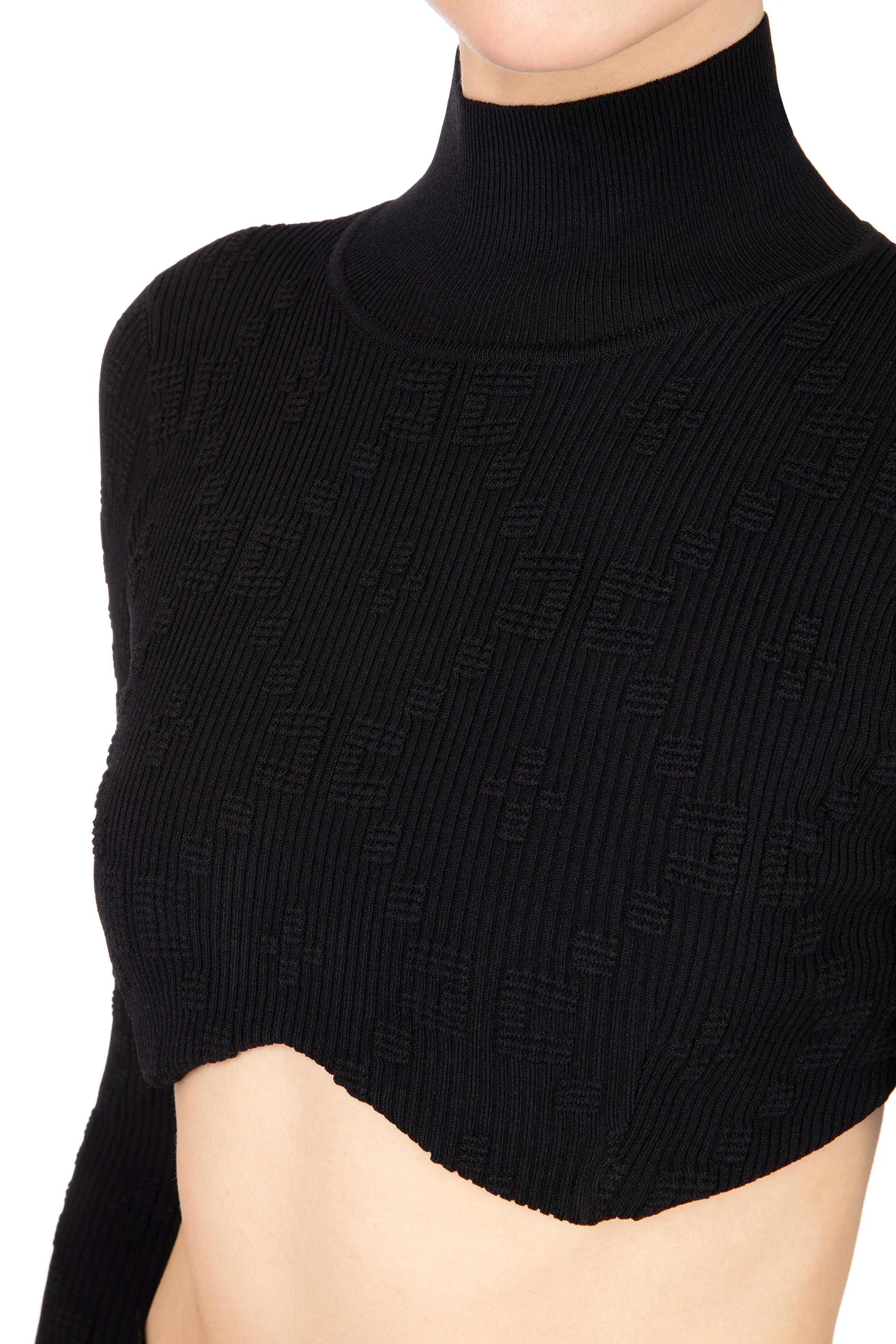 Cropped top in jacquard embossed