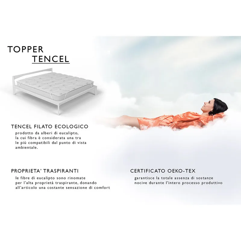 DATEX Topper imbottito e trapuntato linea Tencel, grigio chiaro