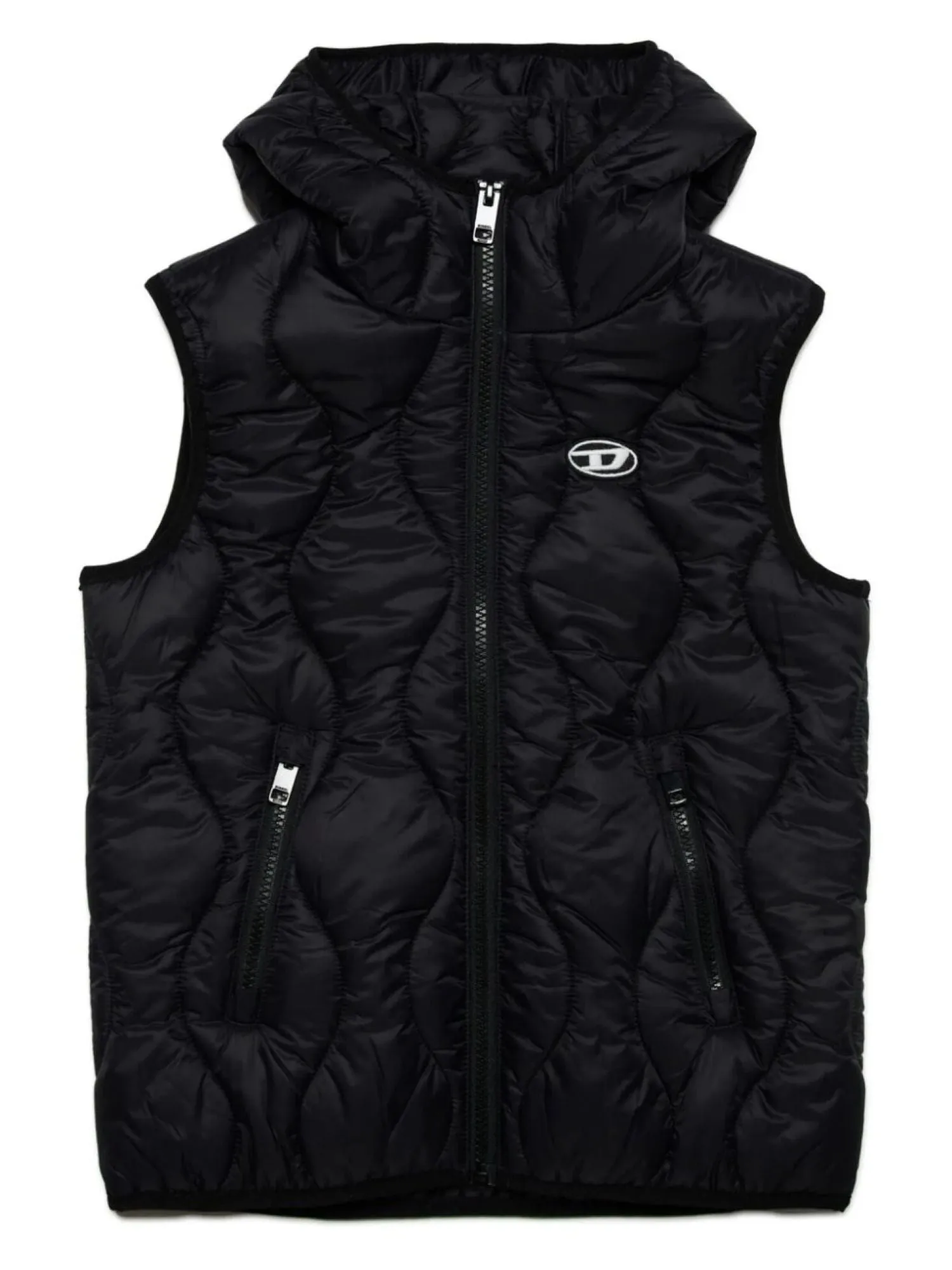 Diesel gilet imbottito con cappuccio nero