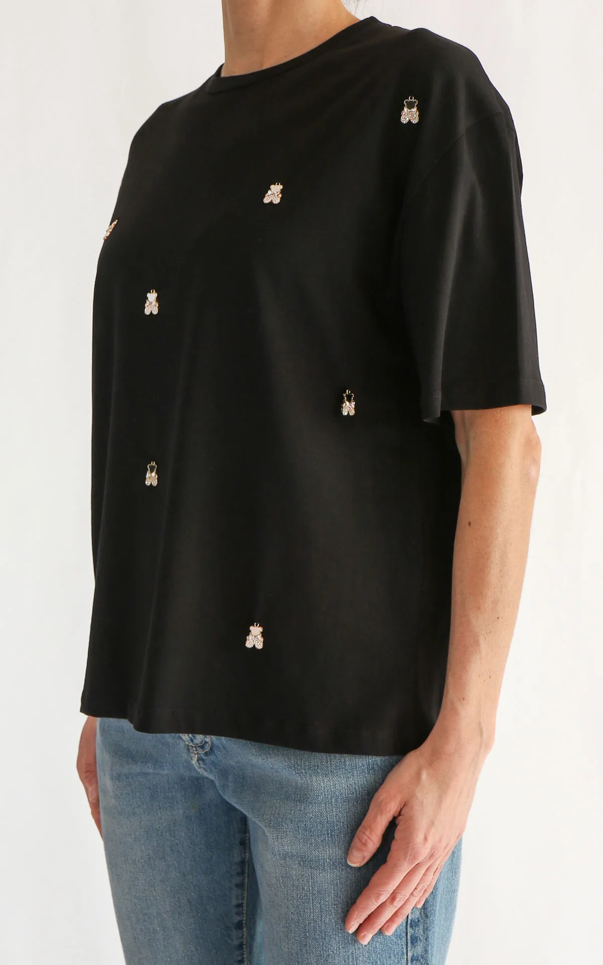 ECO – Maglia con applicazioni orsetto – Nero