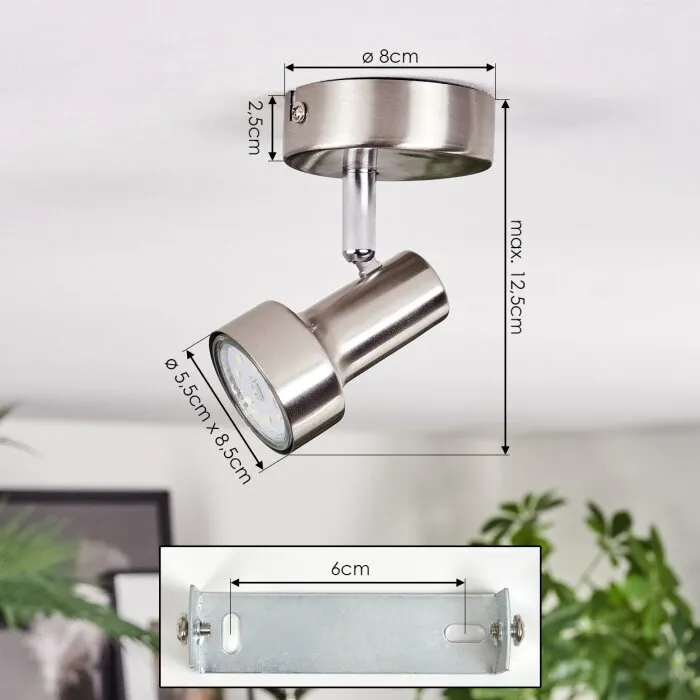 Edain Plafoniera, Faretto da soffitto LED Cromo, Nichel opaco, 1-Luce