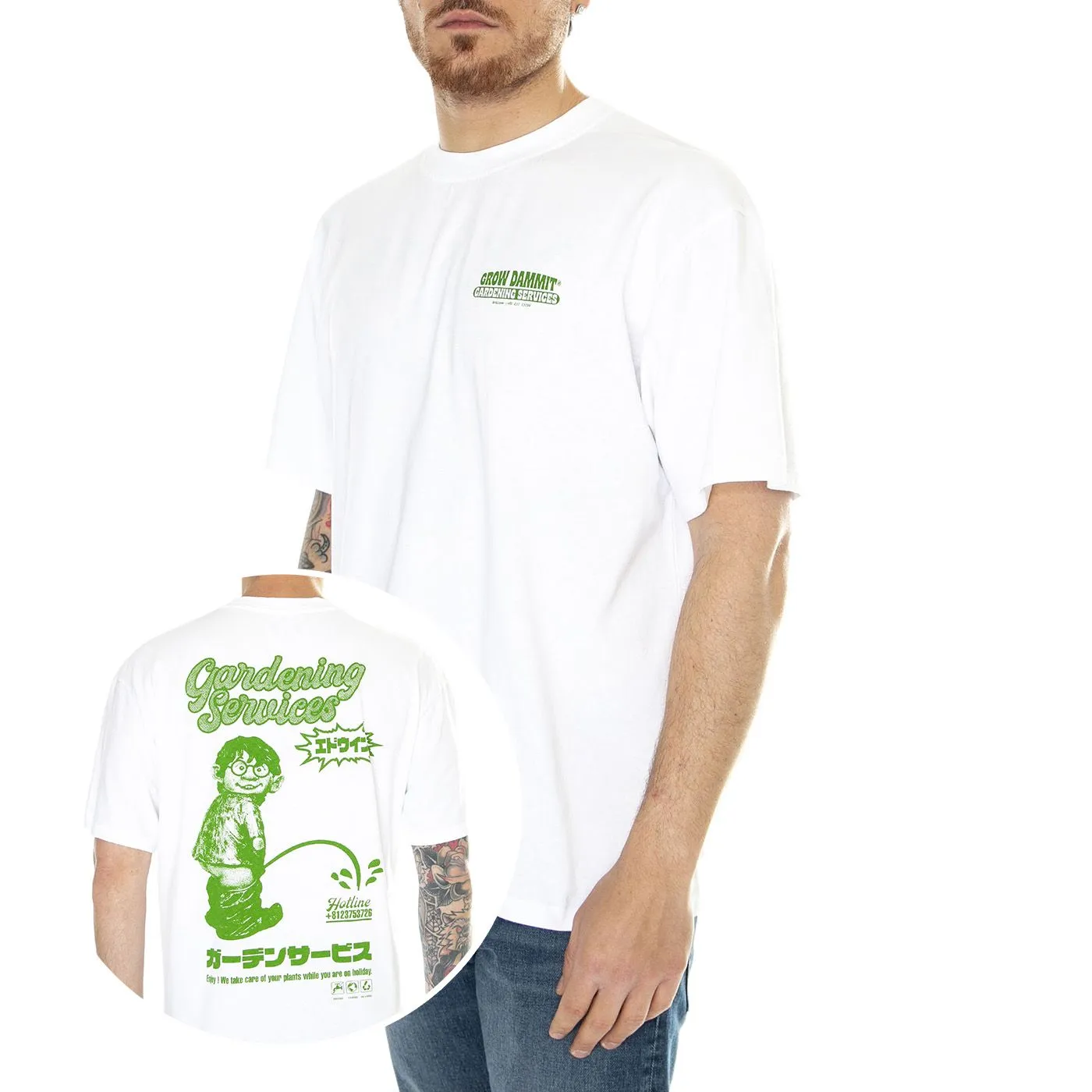 Edwin Gardening Services TS White - Maglietta Girocollo Uomo Bianca    
