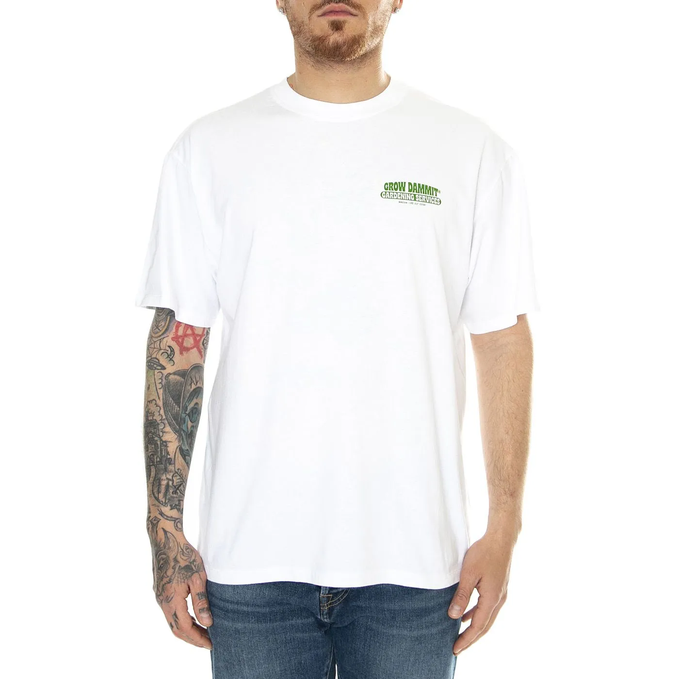 Edwin Gardening Services TS White - Maglietta Girocollo Uomo Bianca    
