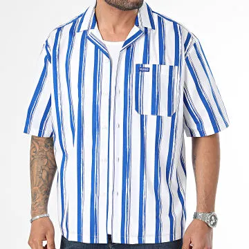 Eligino Camicia a maniche corte a righe 50513867 Bianco Blu Reale