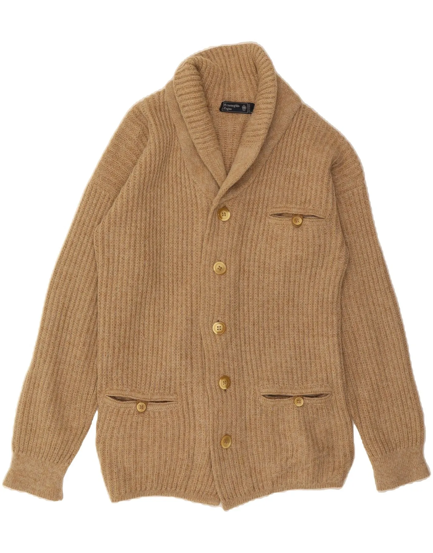 ERMENEGILDO ZEGNA Mens Cardigan Sweater Medium Brown