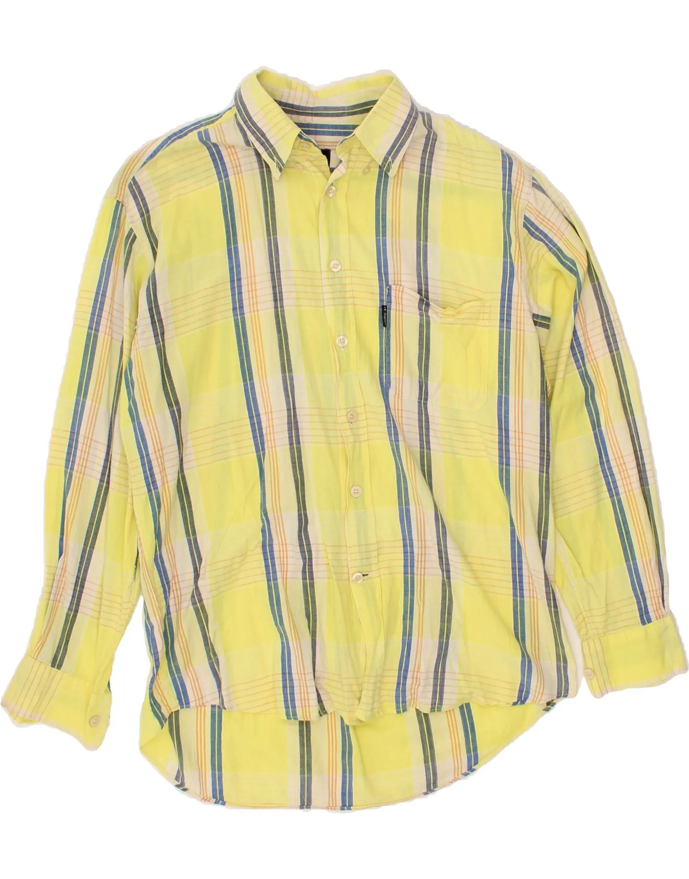 ERMENEGILDO ZEGNA Mens Shirt Medium Yellow Check