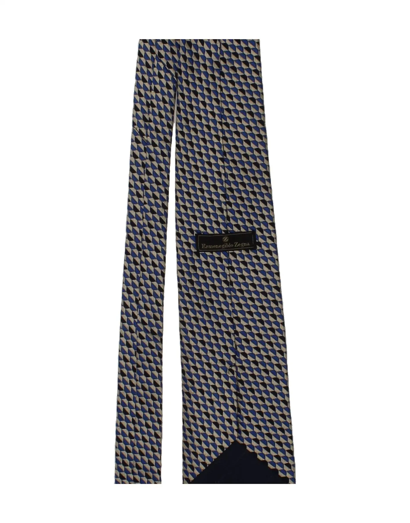ERMENEGILDO ZEGNA Mens Tie One Size Blue Geometric Silk