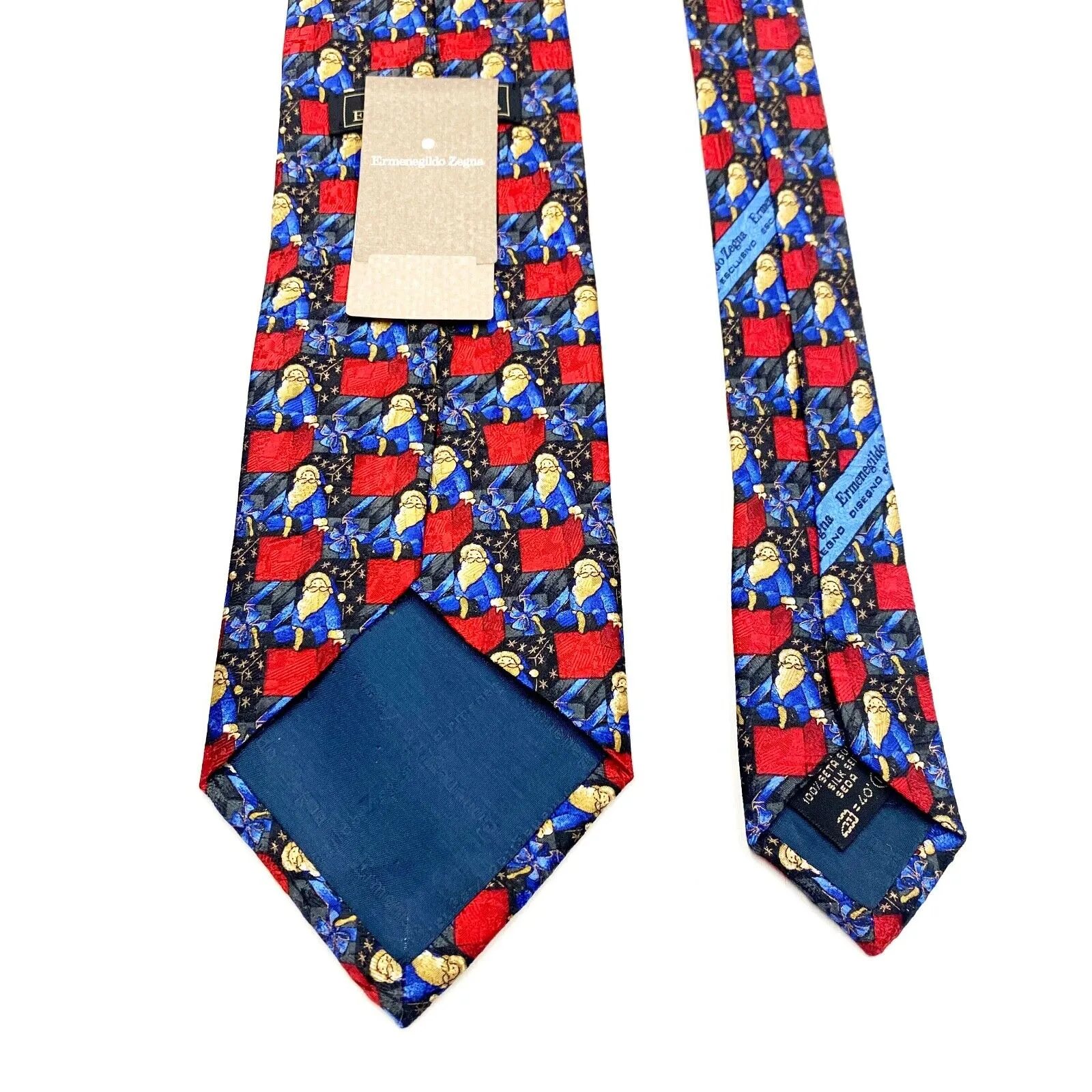 Ermenegildo Zegna Patterned Silk Tie | Vintage Luxury High End Designer Blue VTG