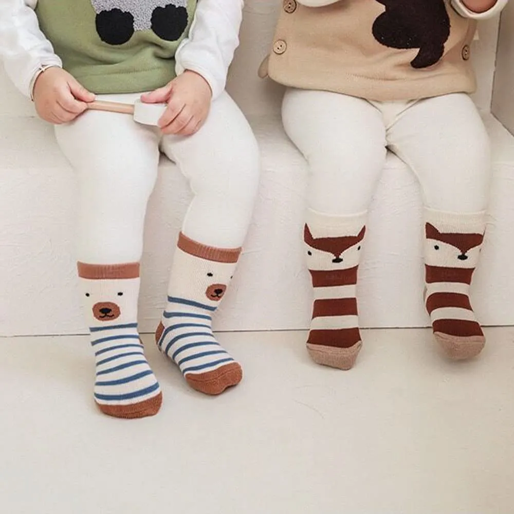 FedMois 5 paia calzini antiscivolo invernali termici in cotone bimbi bambini, pinguino, 0-1 anno