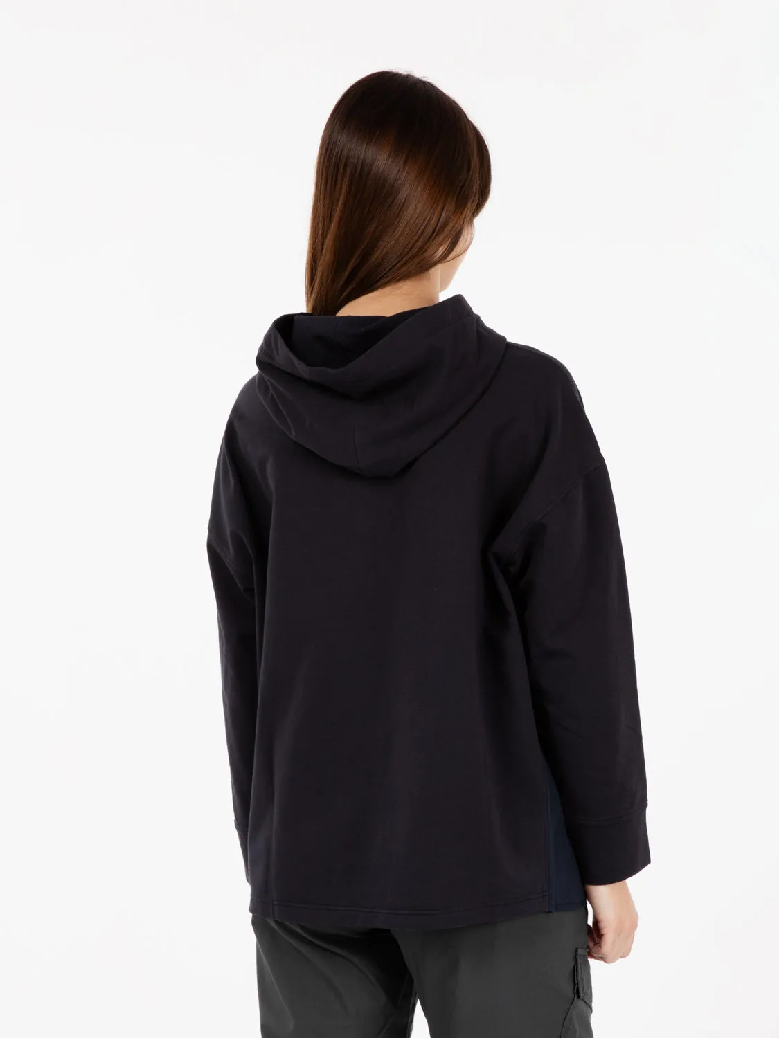 Felpa hoodie con inserti in mussola blue