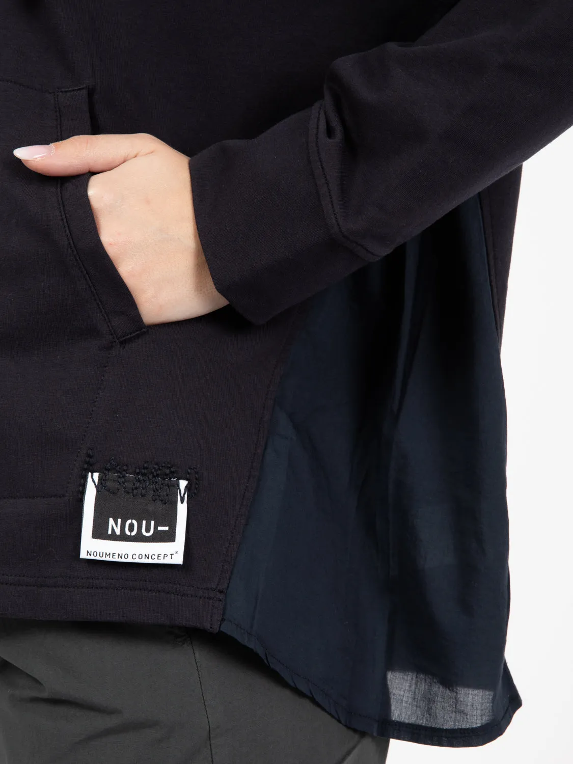 Felpa hoodie con inserti in mussola blue