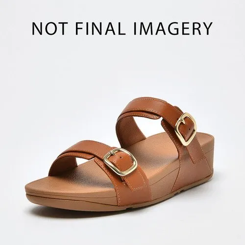 FitFlop LULU ADJUSTABLE LEATHER SLIDES LIGHT TAN