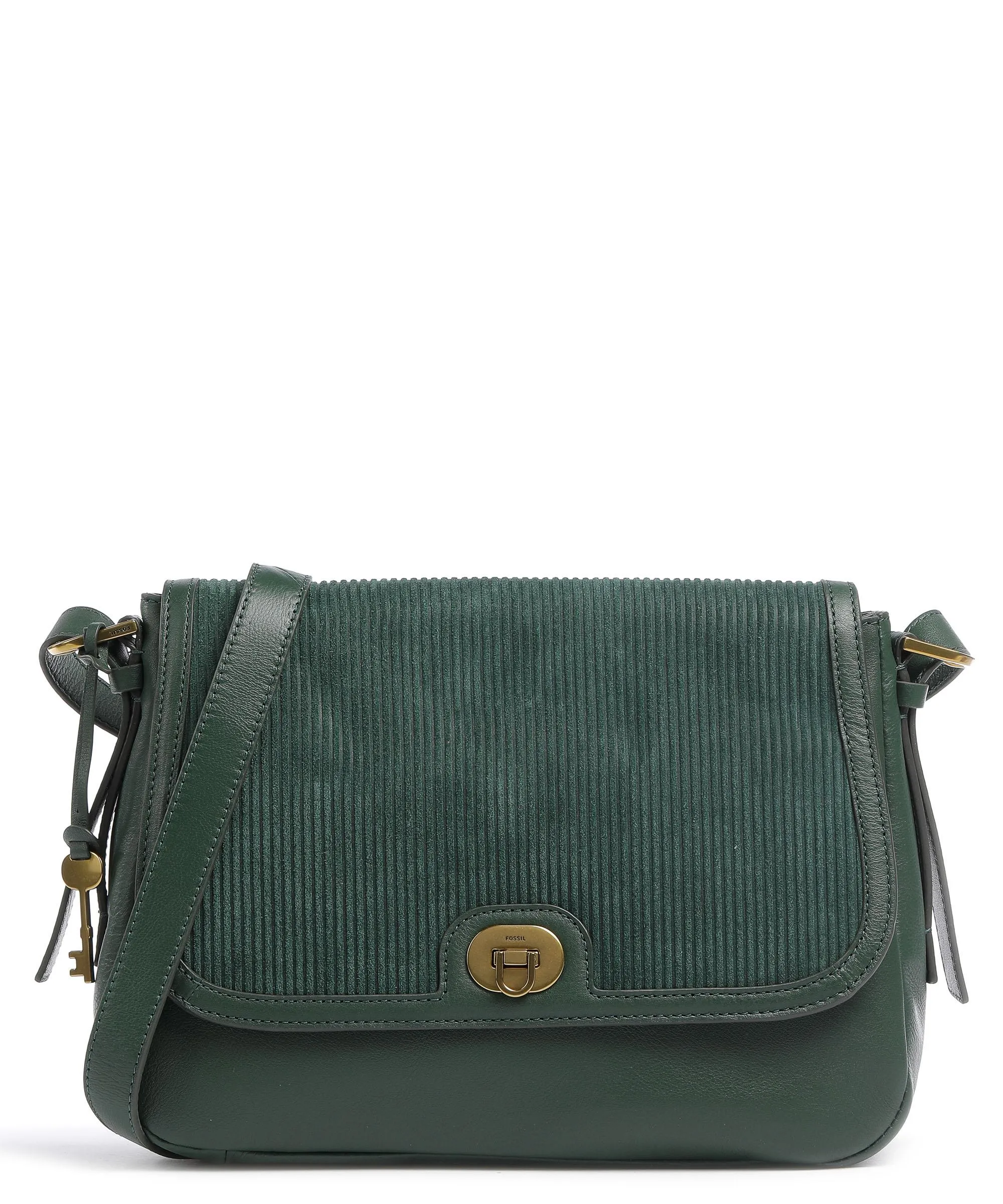  Fossil Harper Borsa a spalla pelle ruvida, pelle verde scuro  