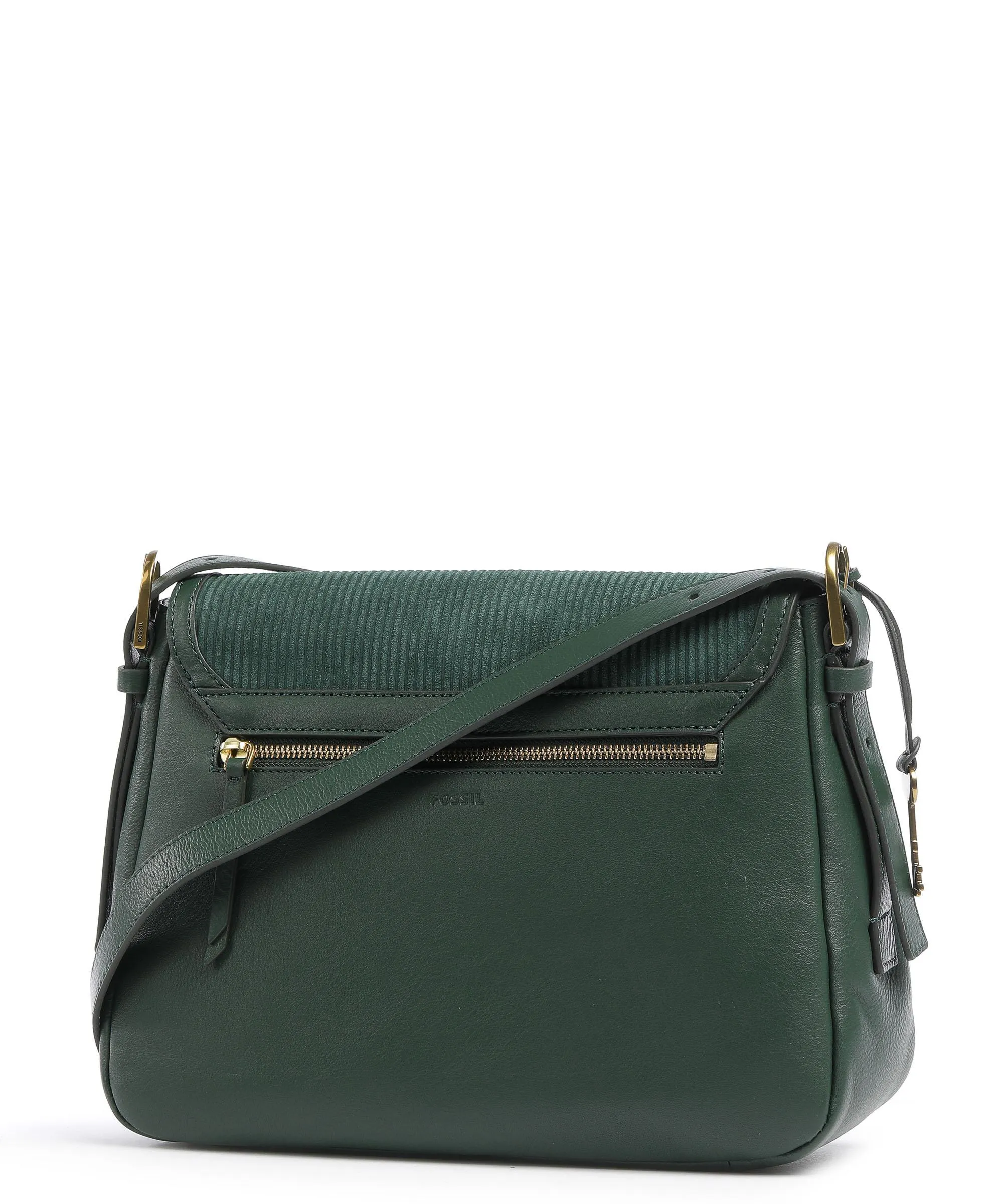  Fossil Harper Borsa a spalla pelle ruvida, pelle verde scuro  