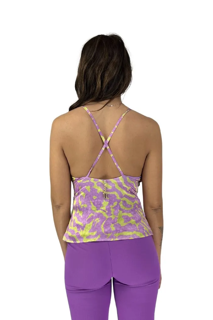 Fracomina top senza maniche in fantasia animalier fq23st2004w470n4