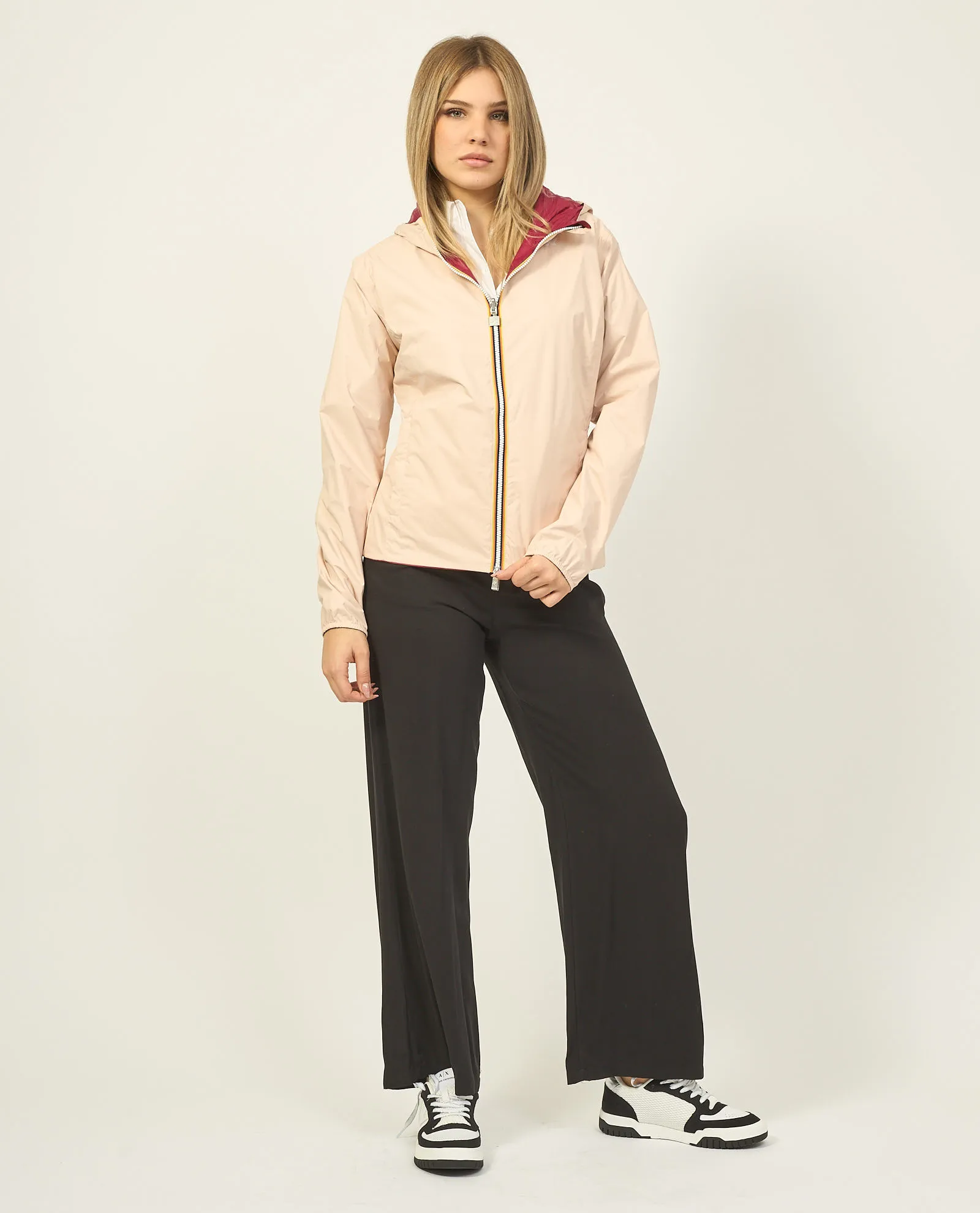Giacca corta K-way Lily reversibile con cappuccio