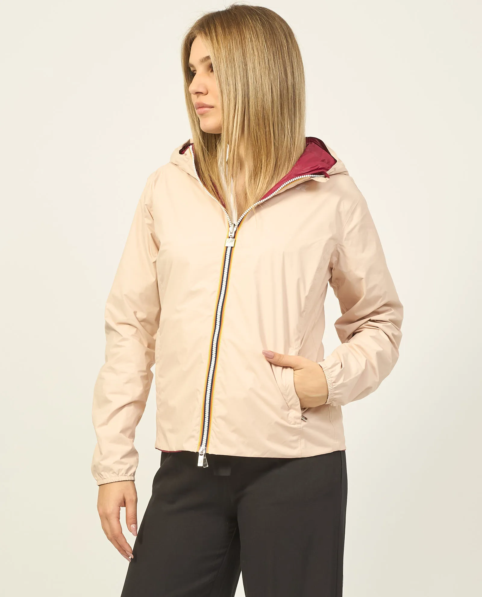 Giacca corta K-way Lily reversibile con cappuccio