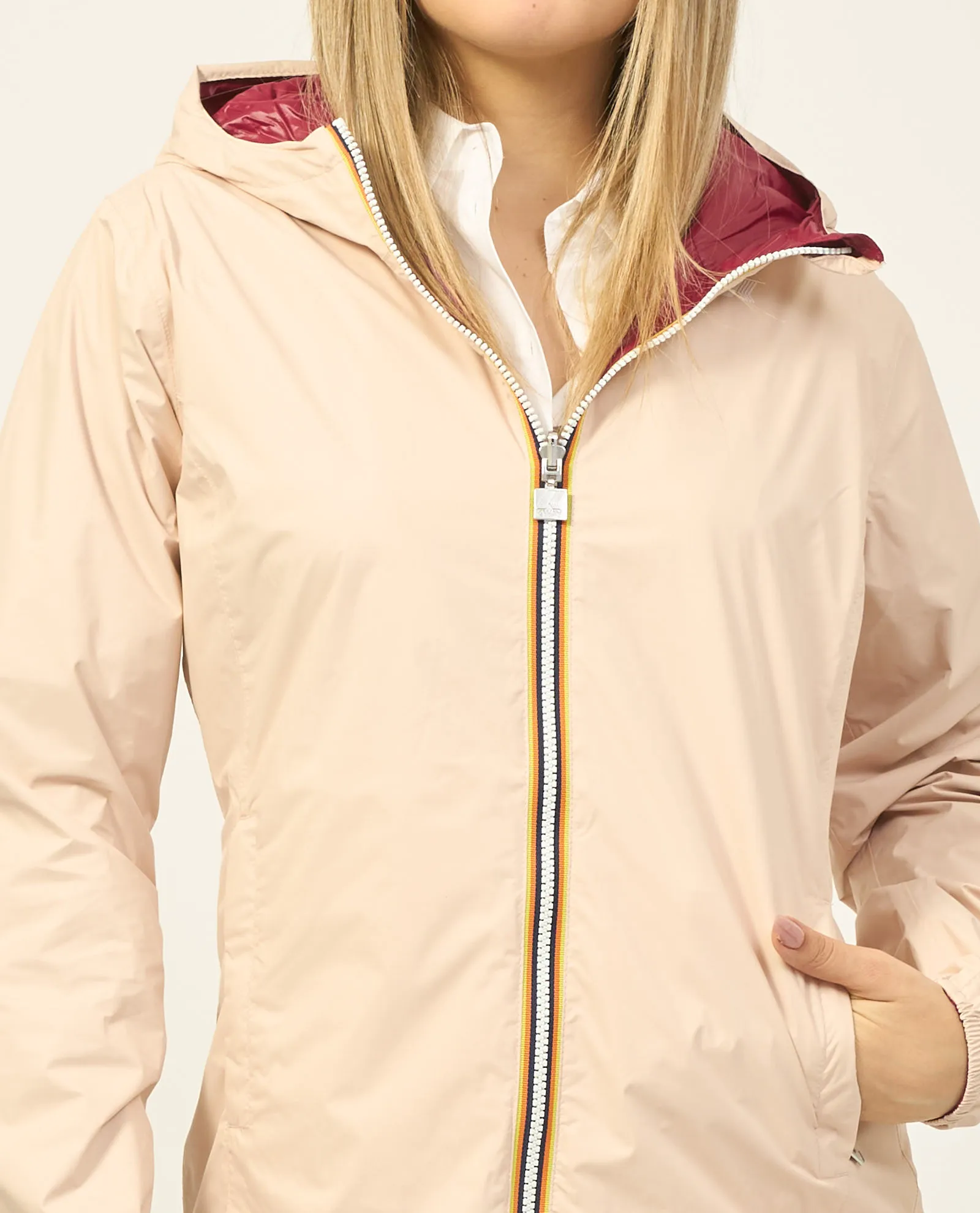 Giacca corta K-way Lily reversibile con cappuccio