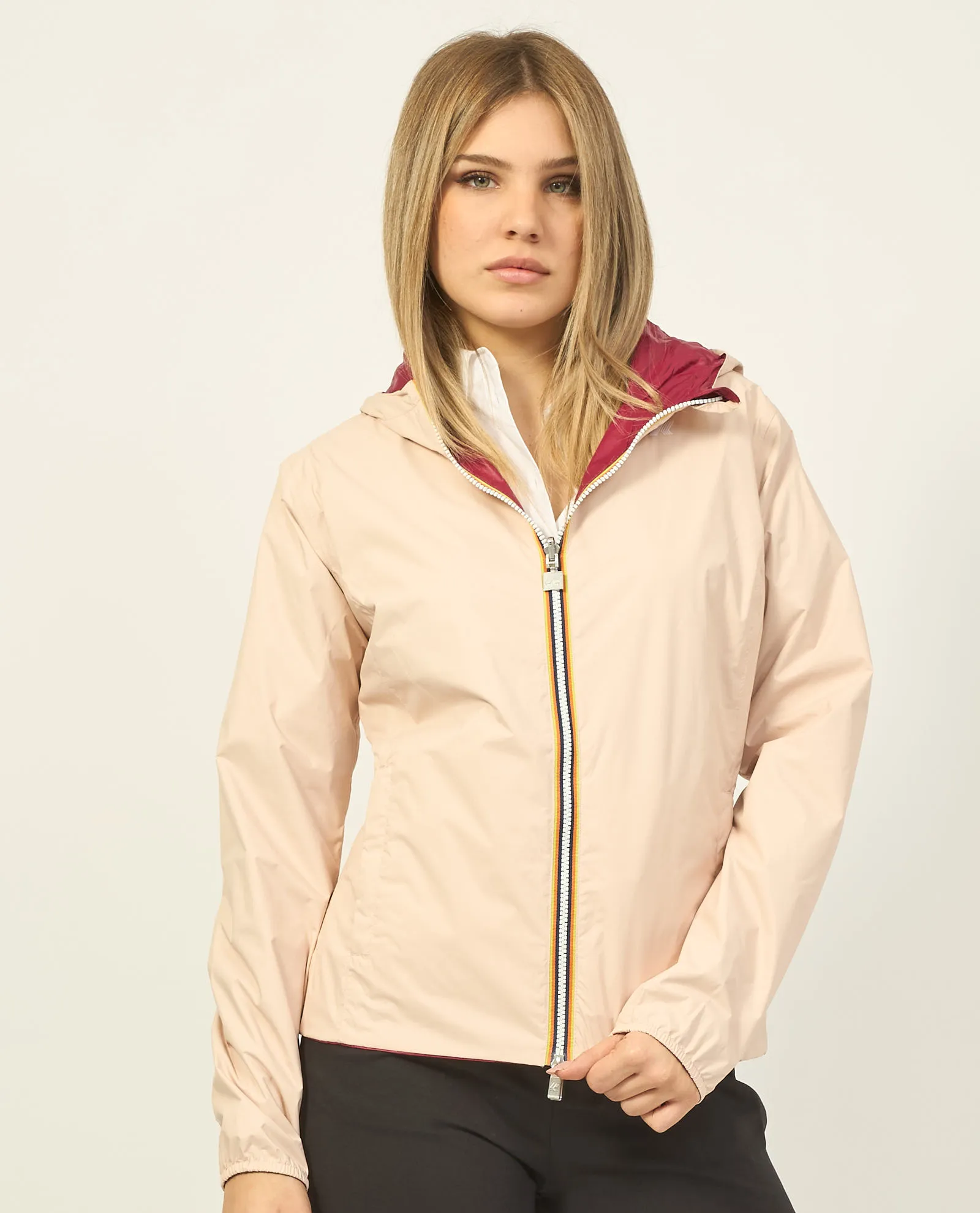 Giacca corta K-way Lily reversibile con cappuccio