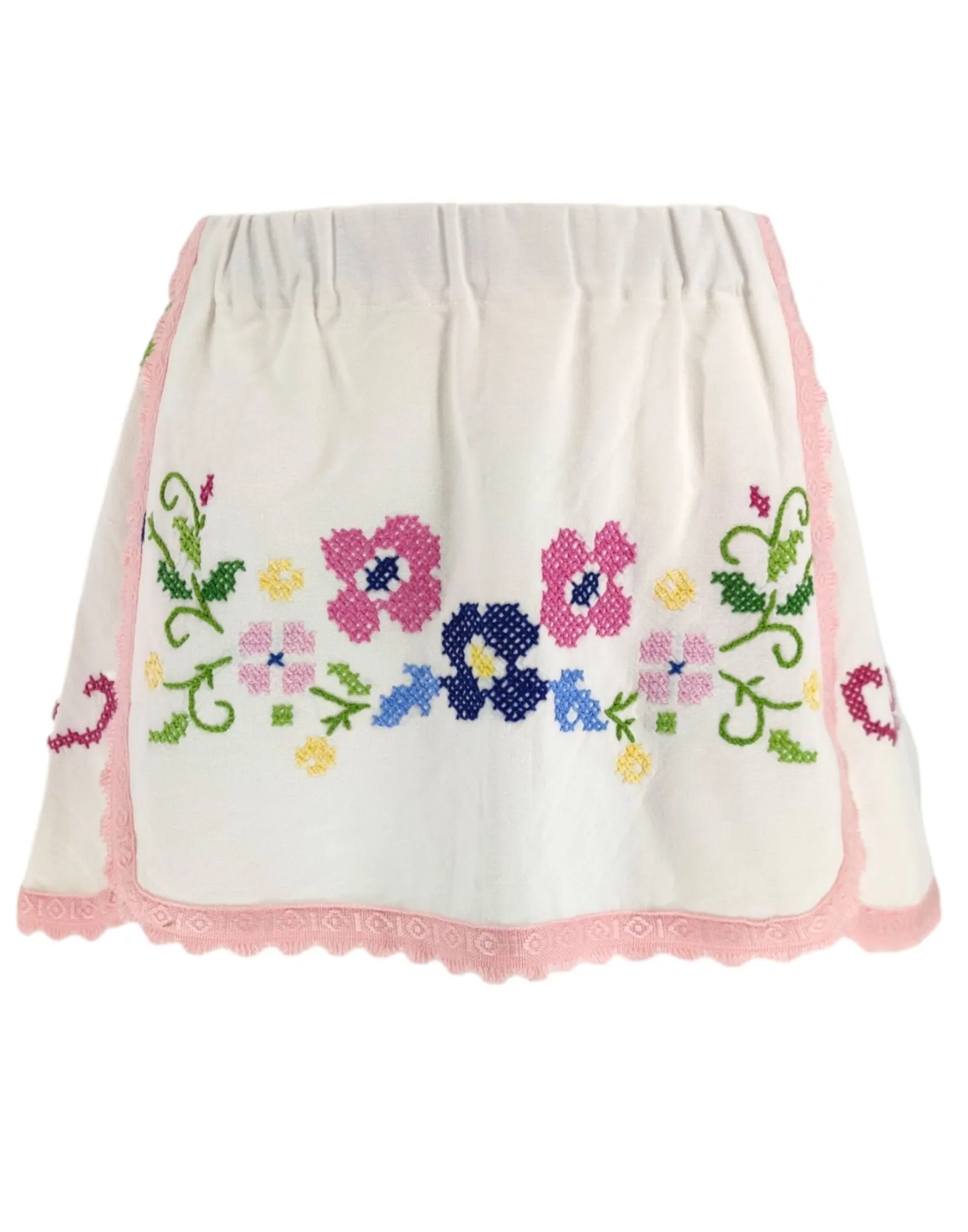 Gonna Embroidery Donna White/Pink/Blue