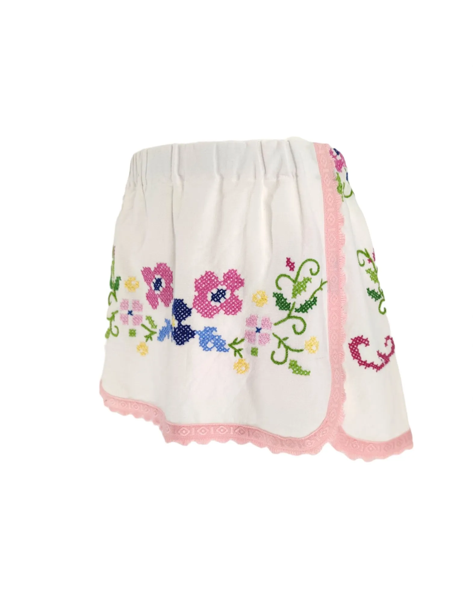 Gonna Embroidery Donna White/Pink/Blue