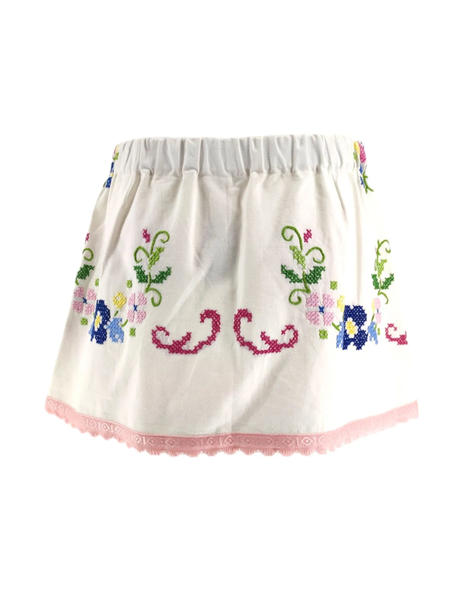 Gonna Embroidery Donna White/Pink/Blue
