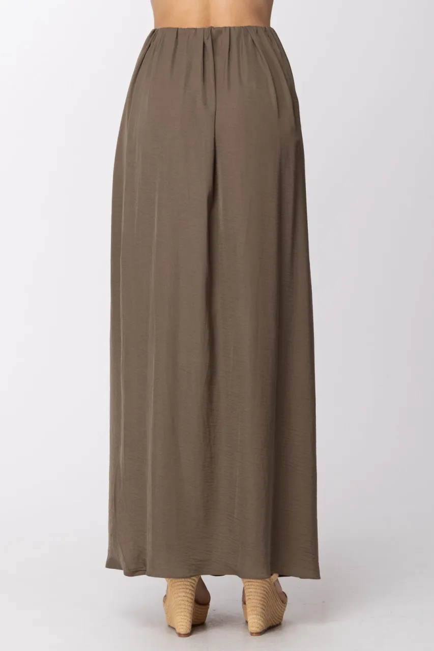 Gonna lunga con spacco frontale Verde Militare