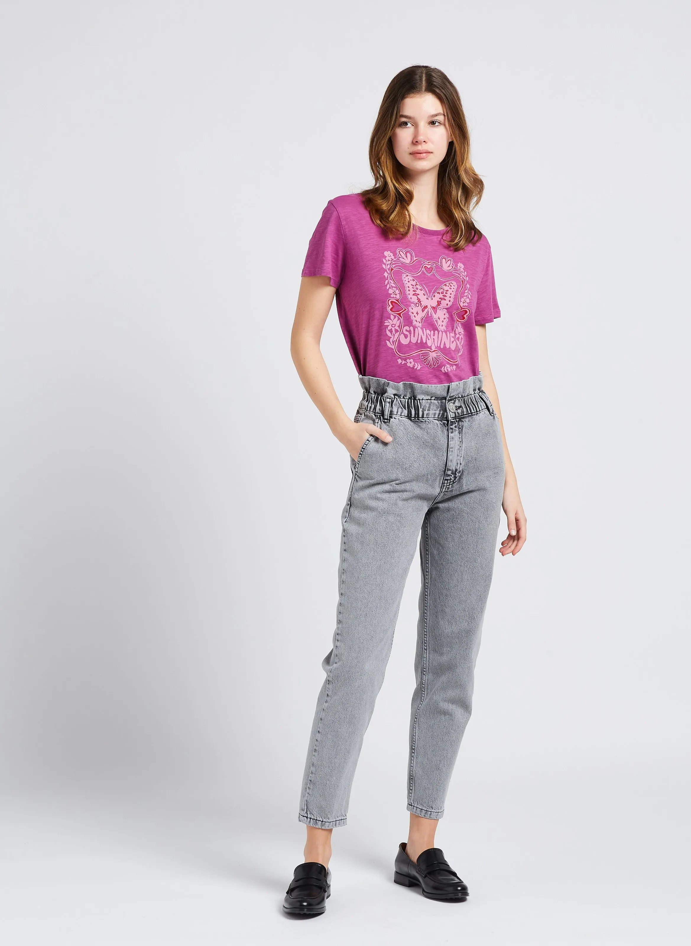  GRACE ET MILA   Jeans slim délavé | Grigio