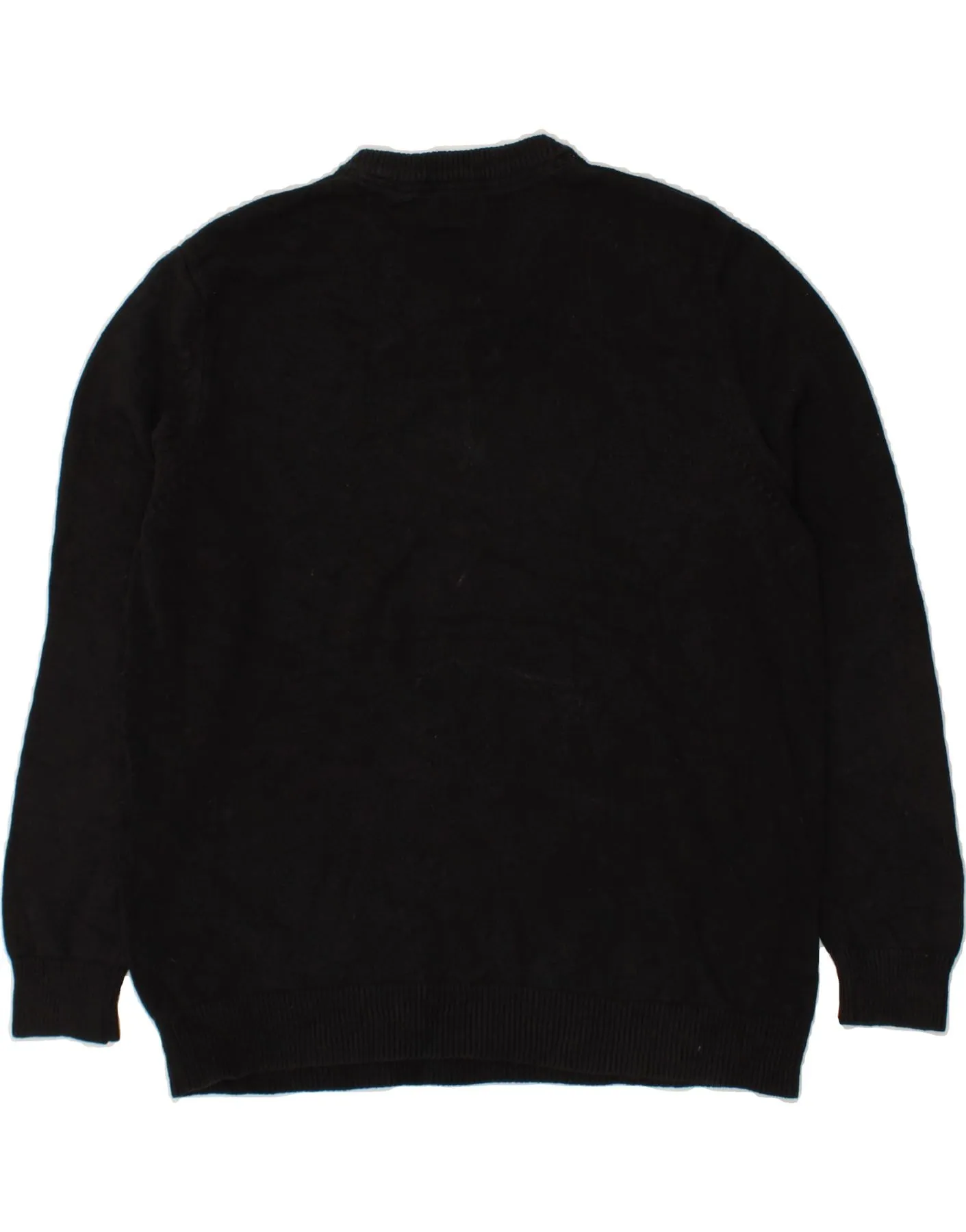 IZOD Mens V-Neck Jumper Sweater XL Black Cotton