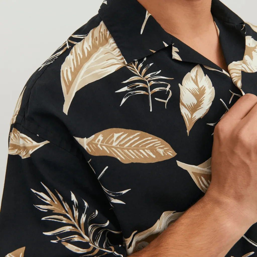 Jack & Jones Uomo Camicia Tropic Nero 12202240