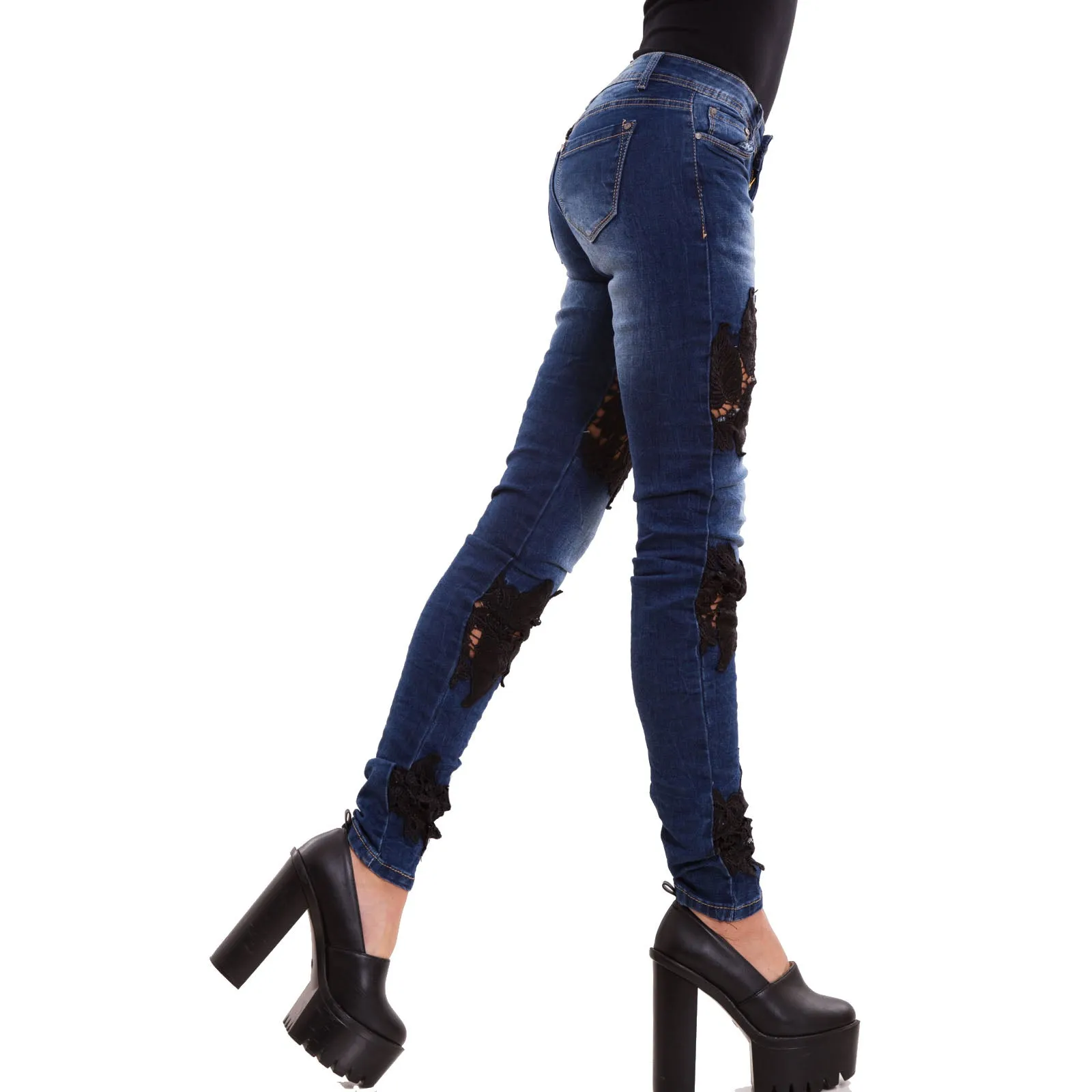 Jeans donna pantaloni skinny W0769
