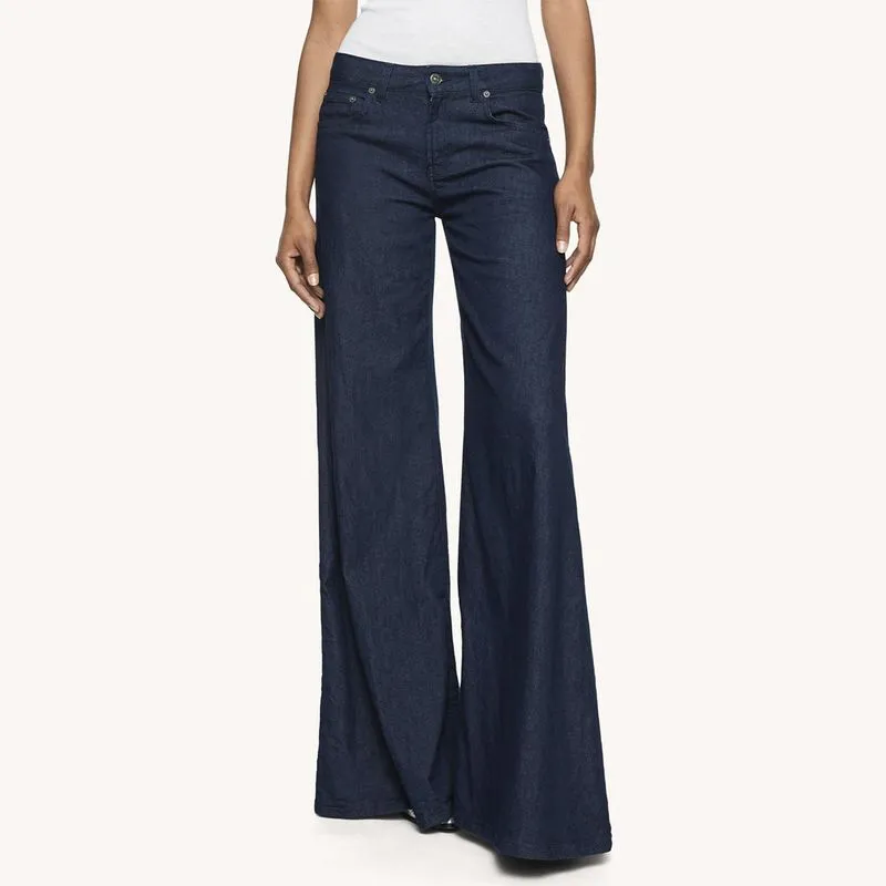 Jeans Marlen blu scuro a gamba ampia 