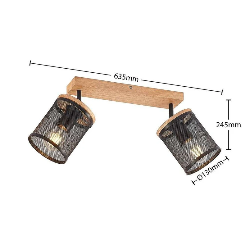 Kiriya 2 Plafoniera Black/Wood - Lindby | Acquista online