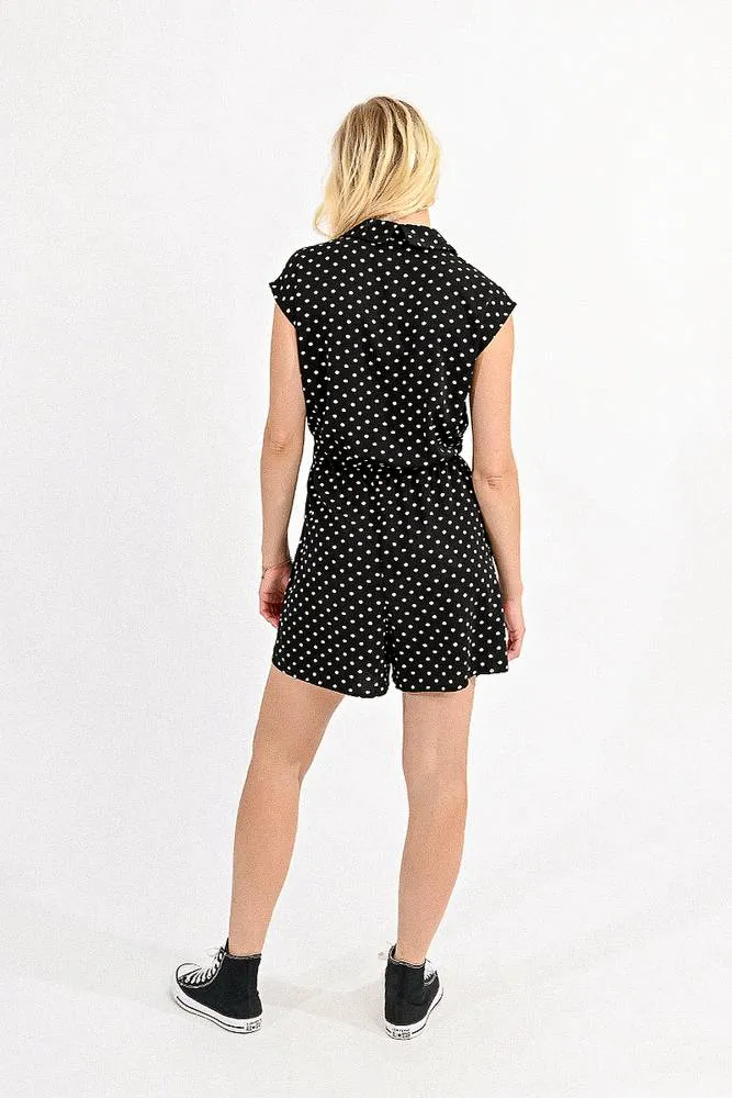 Ladies Woven Playsuit - Tuta Corta a Pois