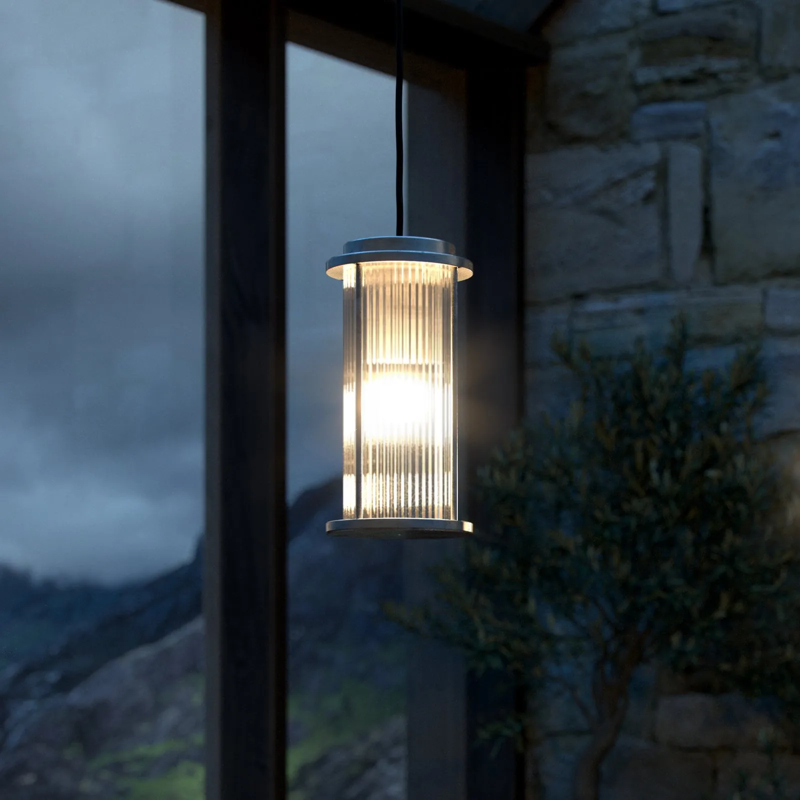 Lampada a sospensione da esterno Linton, zincata