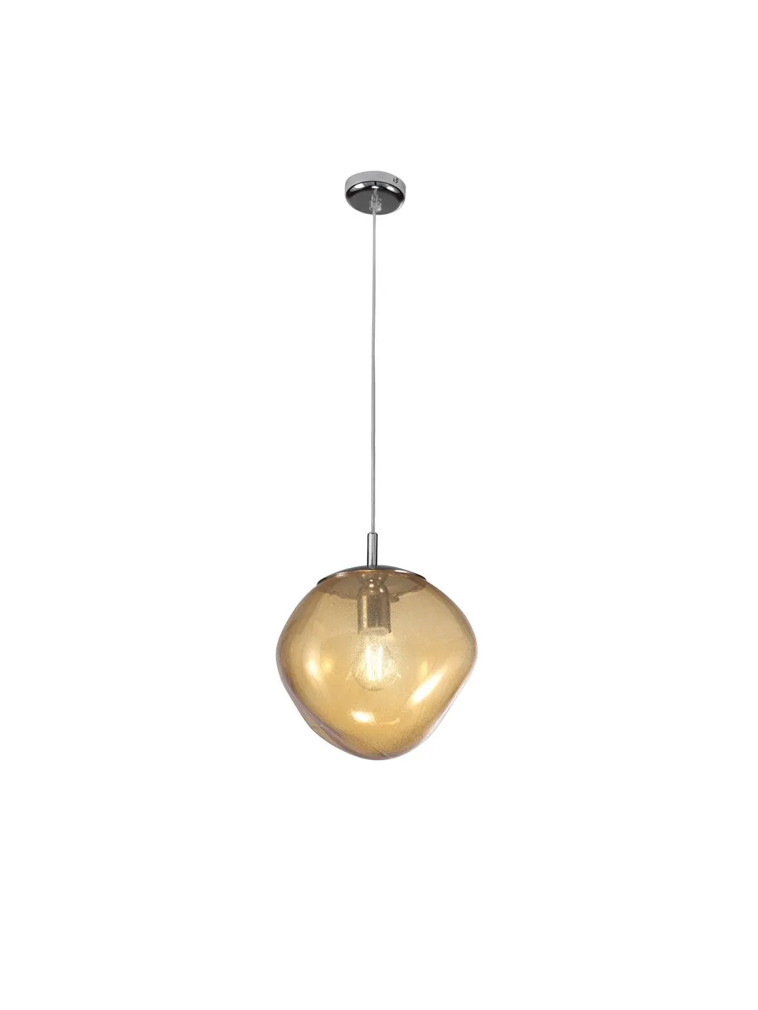 Lampada a Sospensione METAL LUX – SAXA Vetro Ambra D. 25