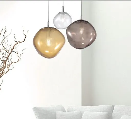 Lampada a Sospensione METAL LUX – SAXA Vetro Ambra D. 25
