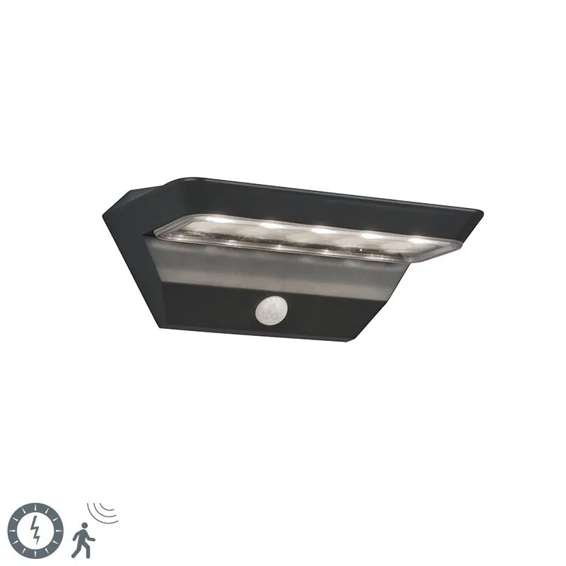 Lampada da parete per esterno antracite con sensore di movimento su solare - Mendo